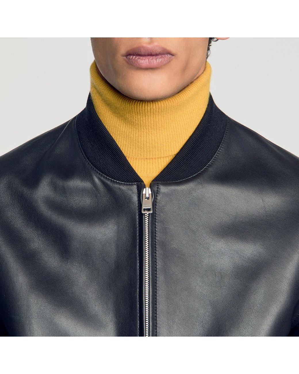 Sandro Blue Leather Jacket for men