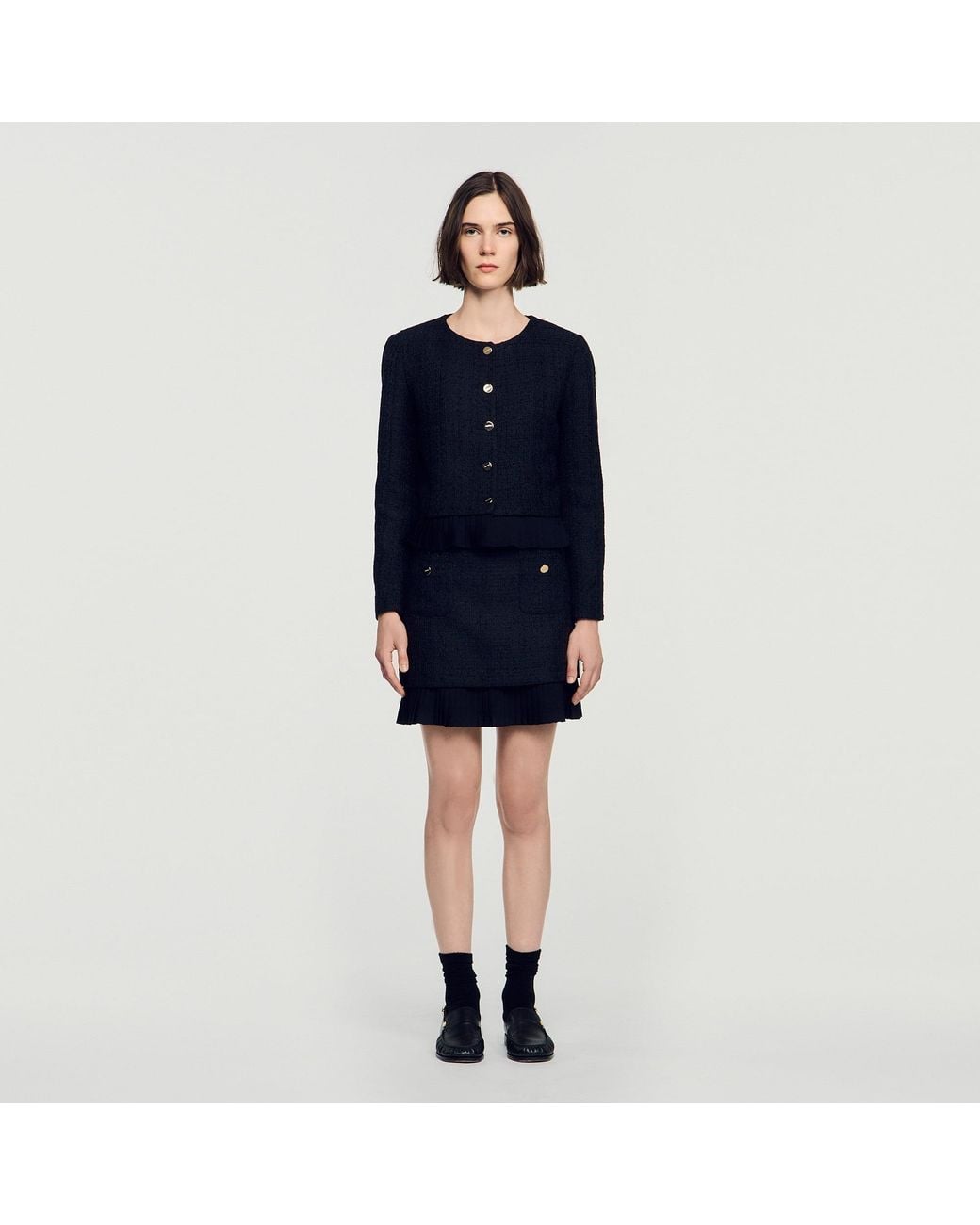Sandro Blue 2-In-1 Tweed Jacket