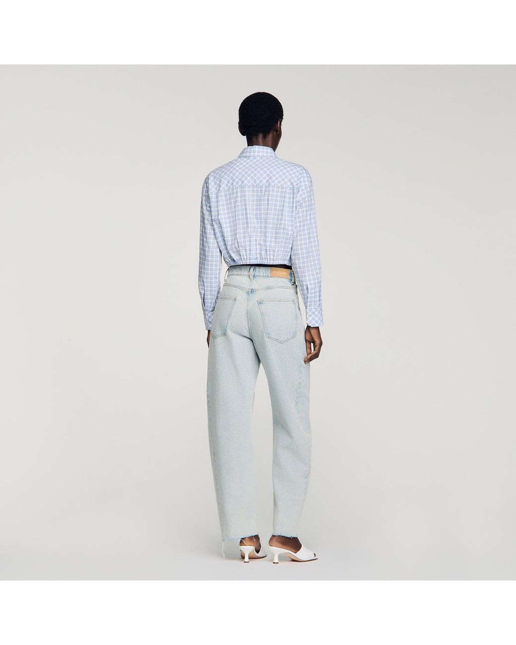 Sandro Blue Faded Barrel Cotton Jeans