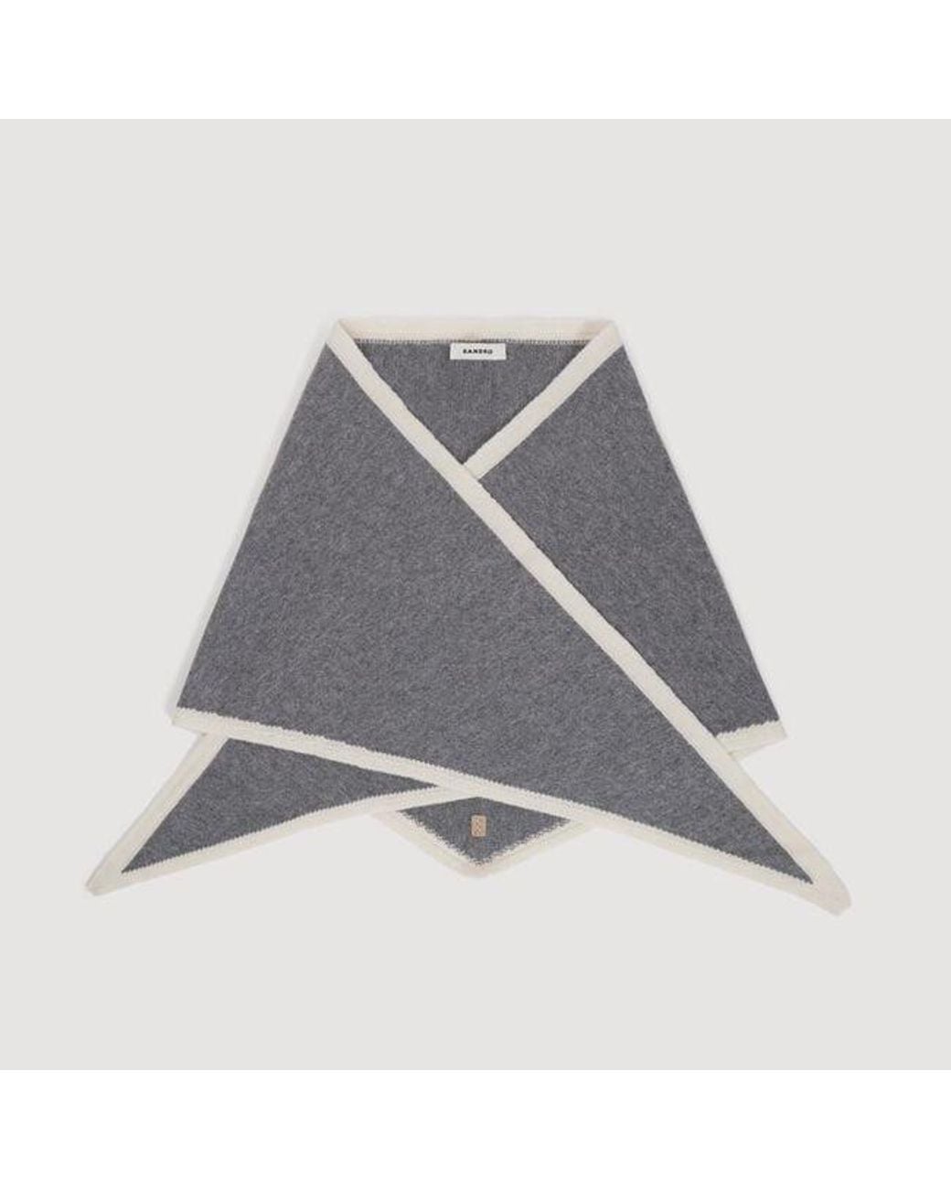 Sandro Gray Two-Tone Wool Triangle Scarf