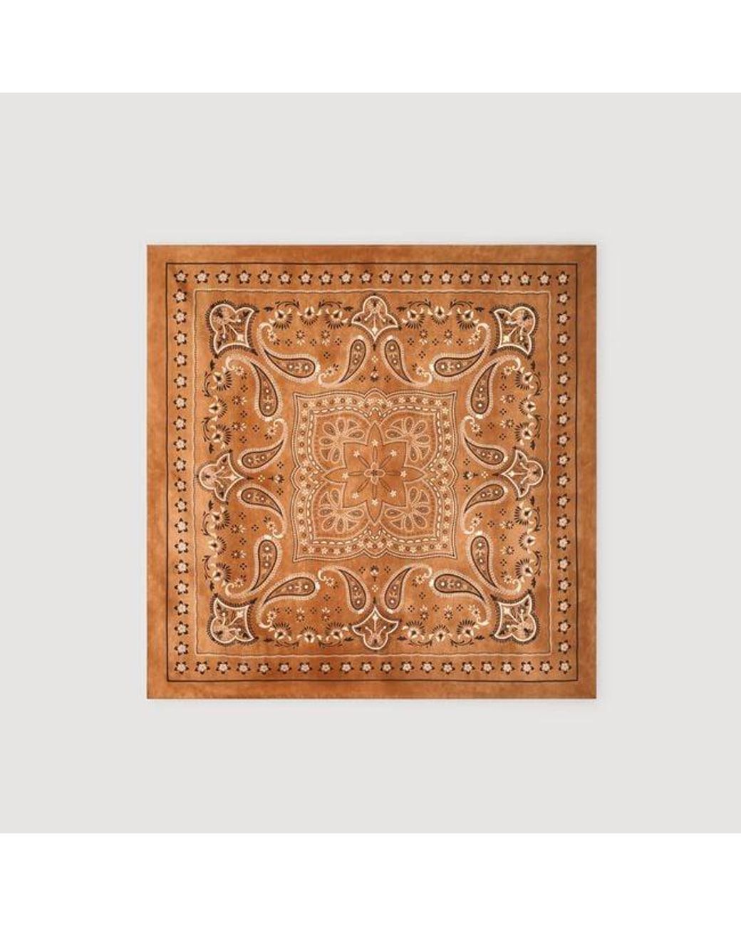 Sandro Brown Silk Bandana Print Scarf