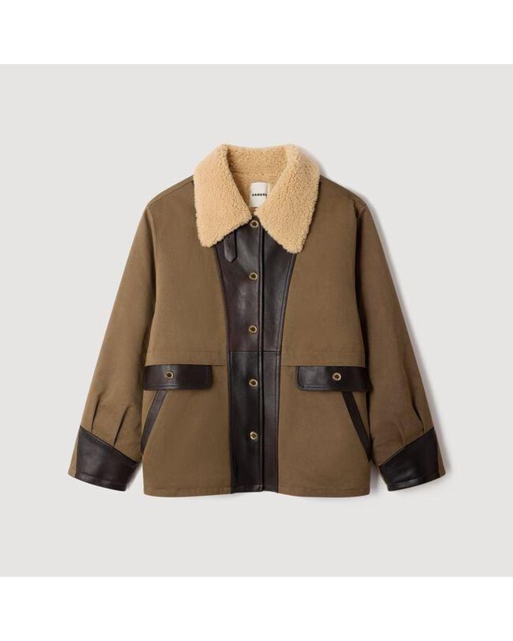 Sandro Blue Two-Tone Shearling Coat