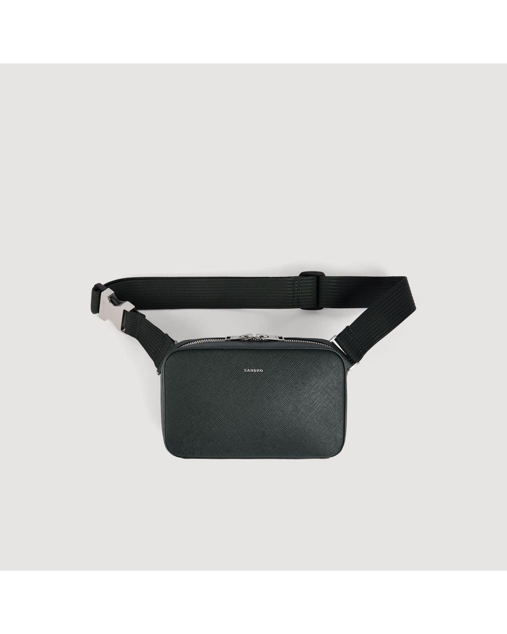 Sandro Black Small Reconstituted Leather Bag for men