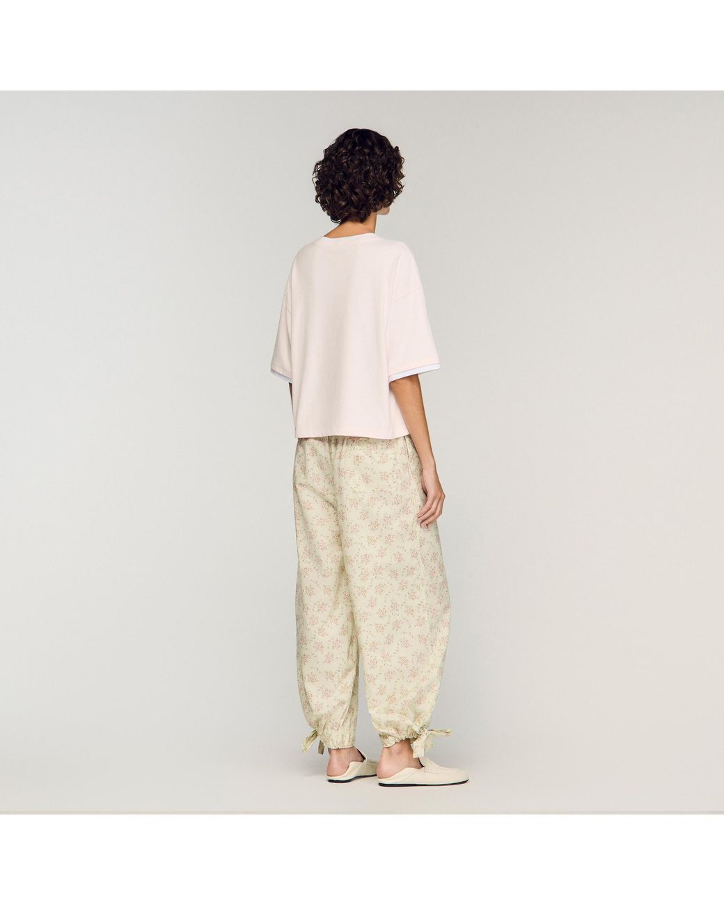 Sandro Natural T-Shirt With Contrasting Trim