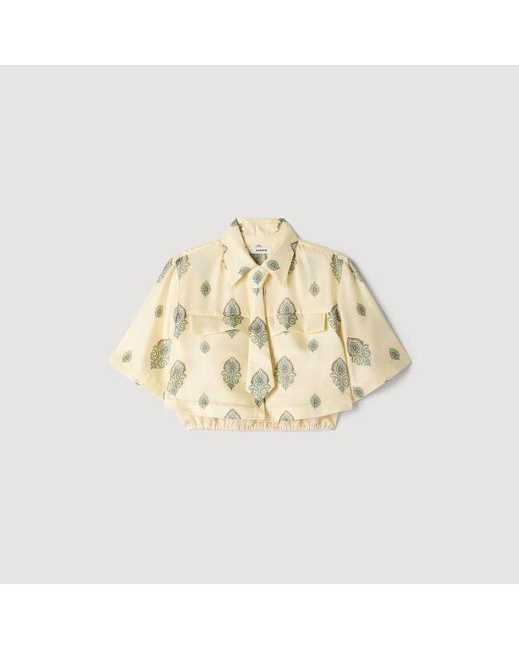Sandro Blue Paisley Print Top With Removable Tie