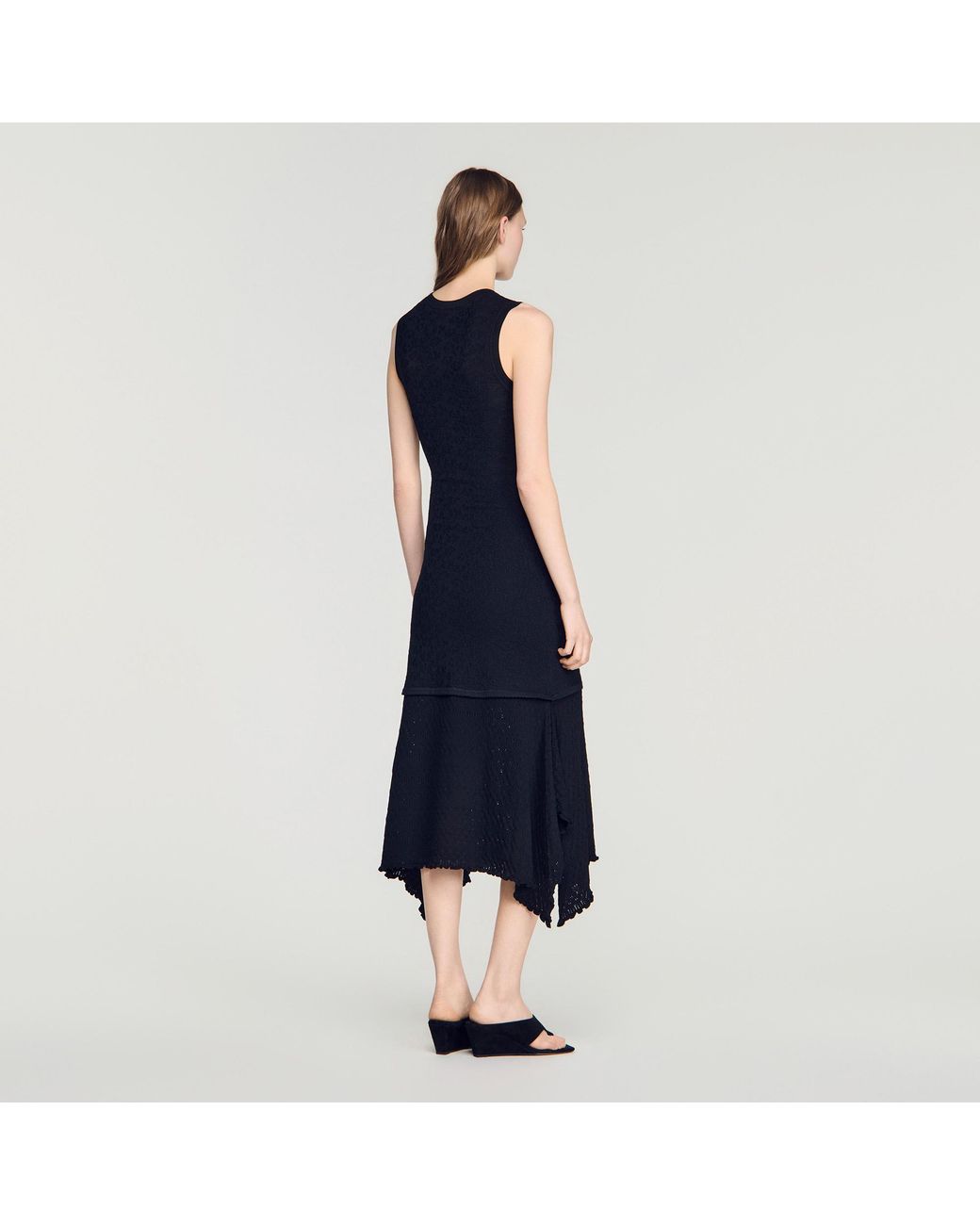 Sandro Blue Fancy Pointelle Dress