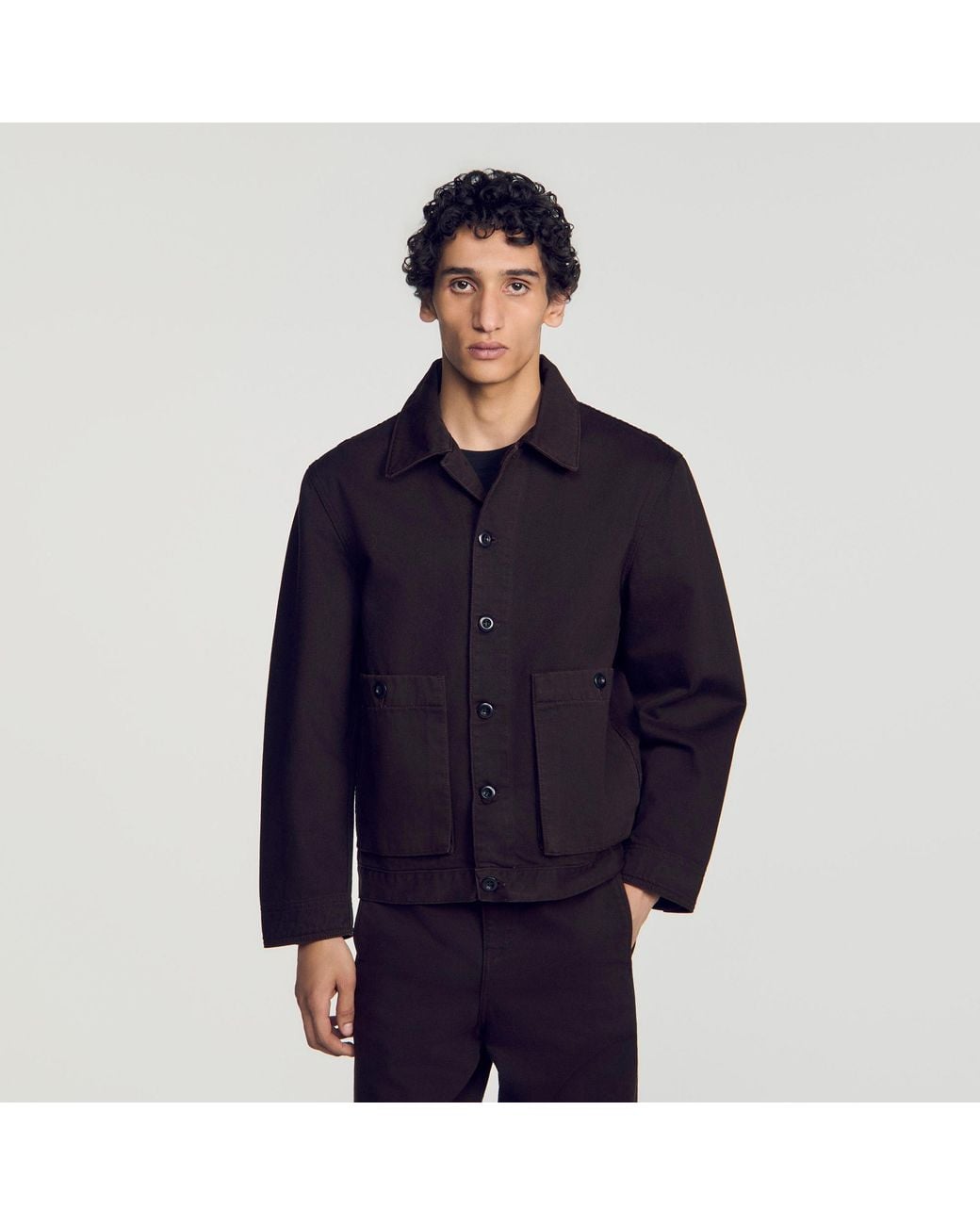 Sandro Blue Denim Worker Jacket for men