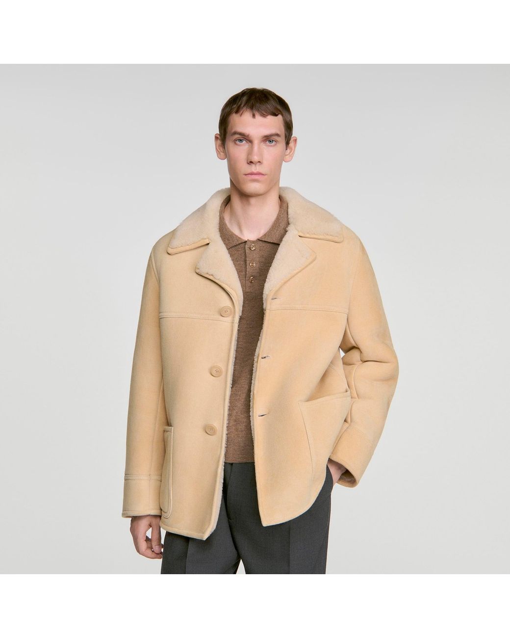 Sandro Natural Shearling Jacket for men