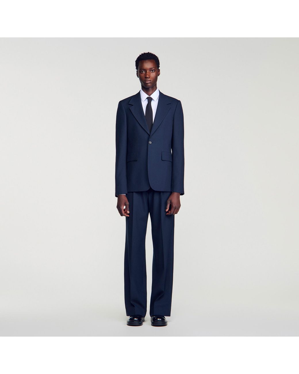 Sandro Blue Virgin Wool Suit Jacket for men