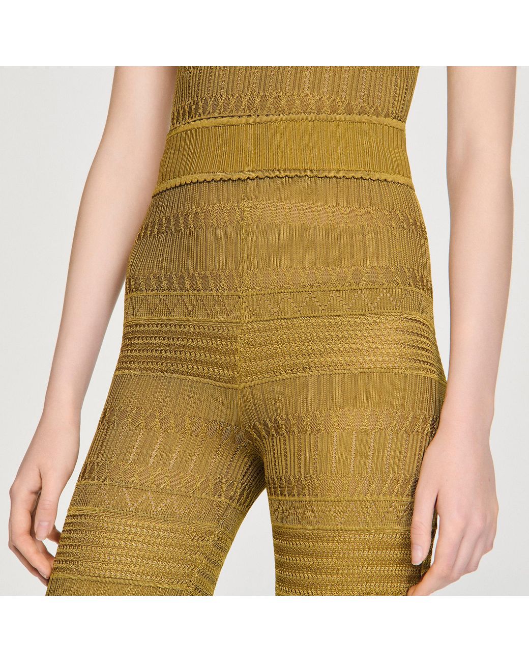 Sandro Metallic Pointelle Knit Trousers