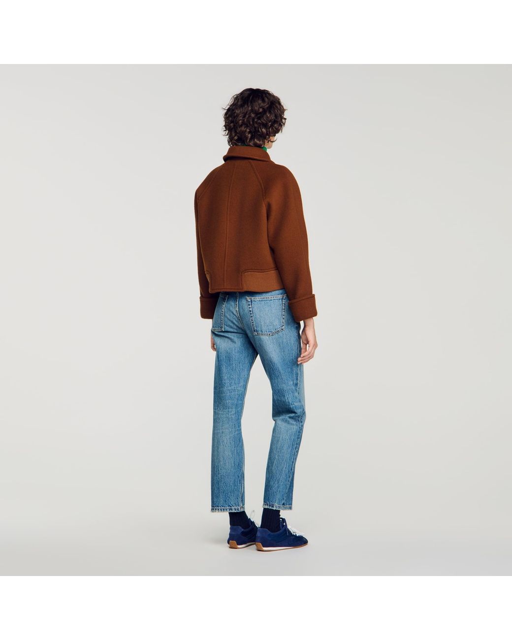 Sandro Blue Short Coat With Flap Pockets