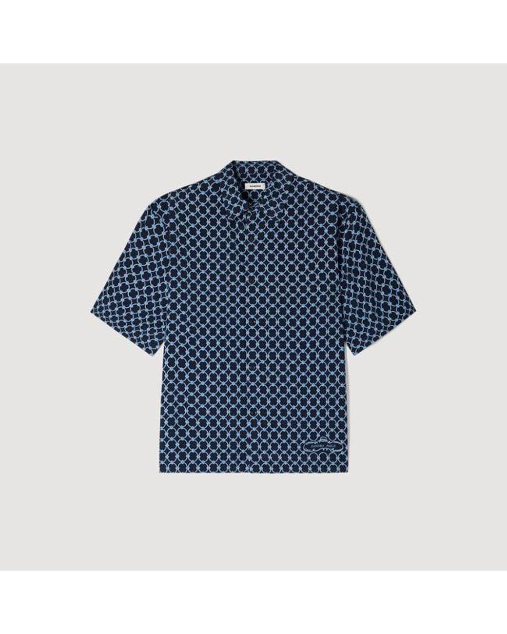 Sandro Blue Link Print Loose-Fit Shirt for men