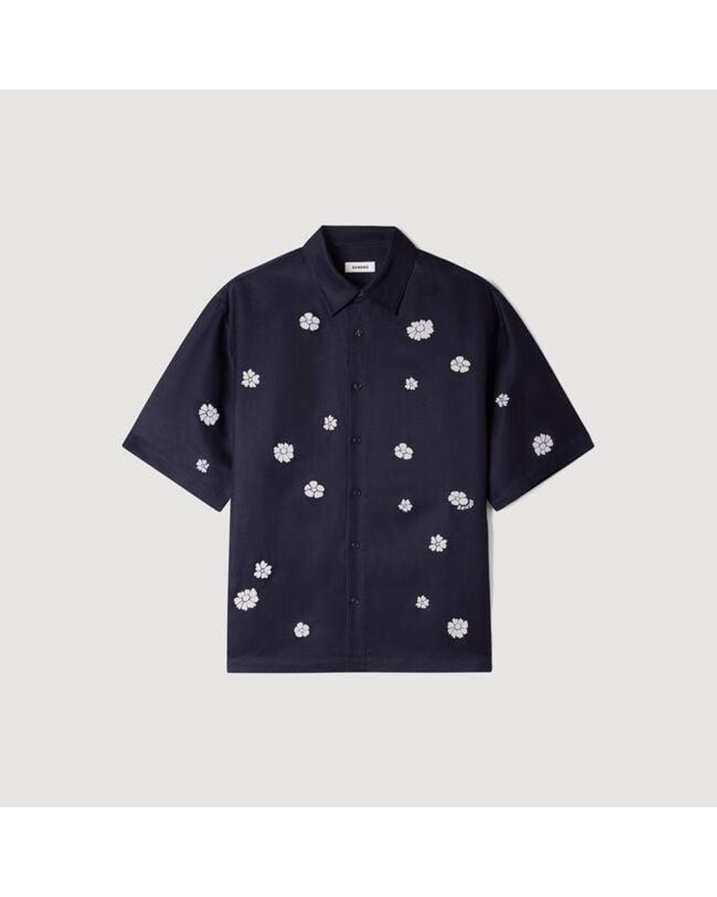Sandro Blue Loose-Fit Floral Shirt for men