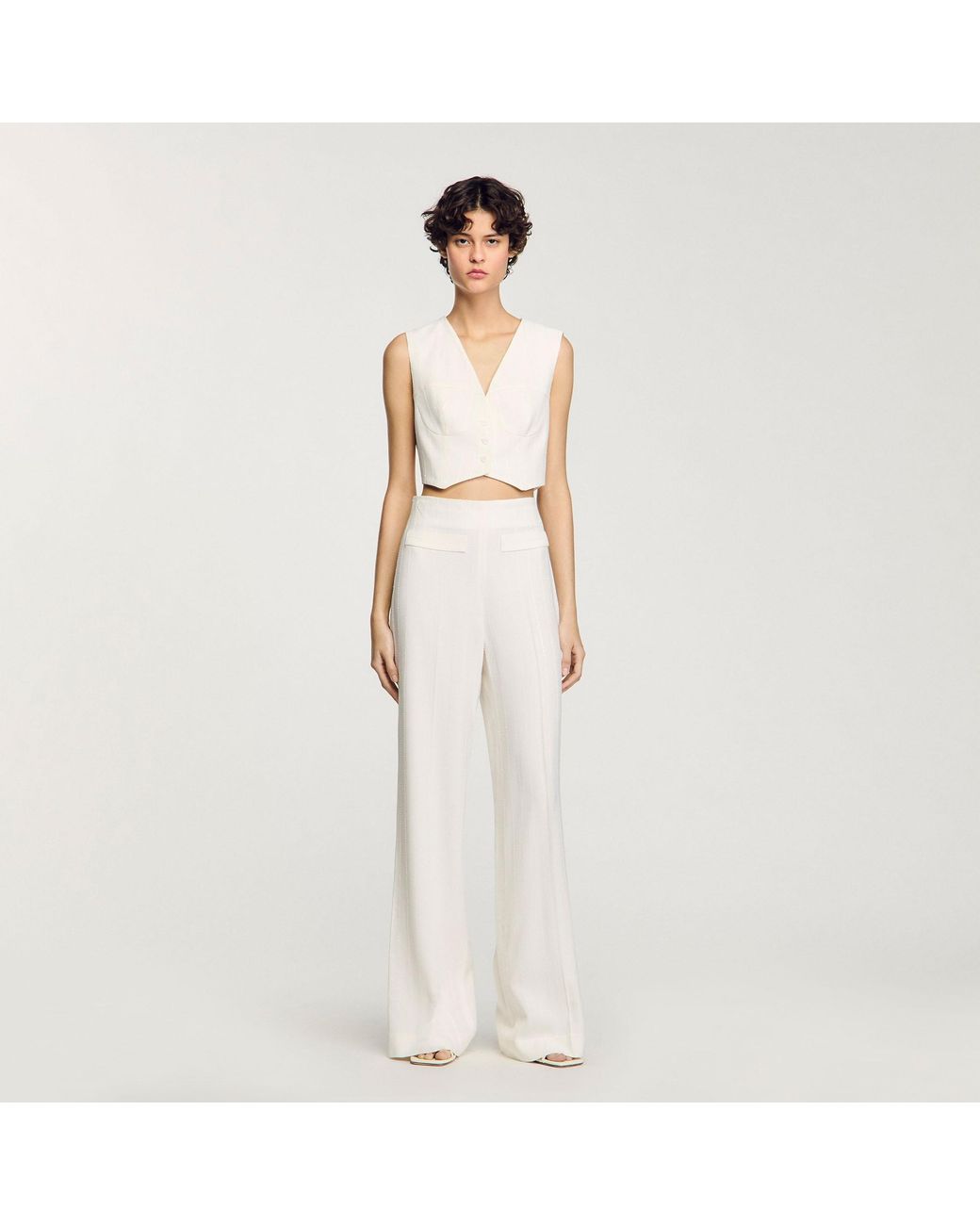 Sandro White Sequin Suit Trousers