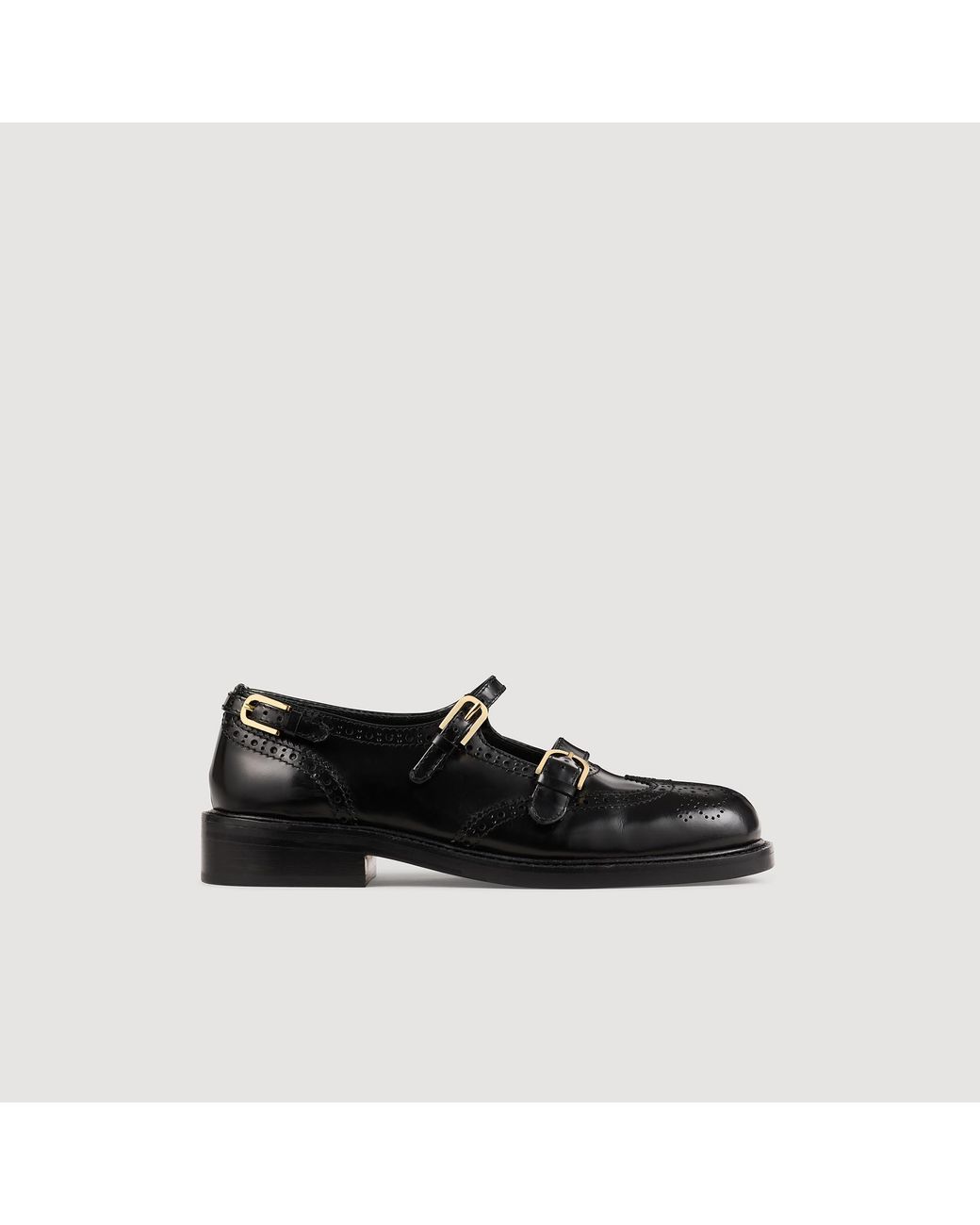Sandro Black Multi-Buckle Open Derbies