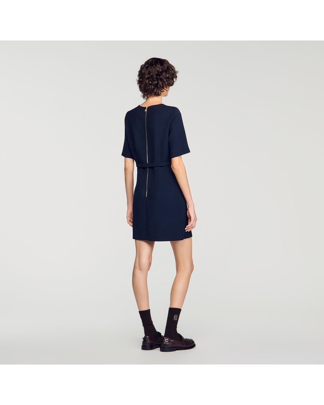 Sandro Blue Short Dress With Ring Belt