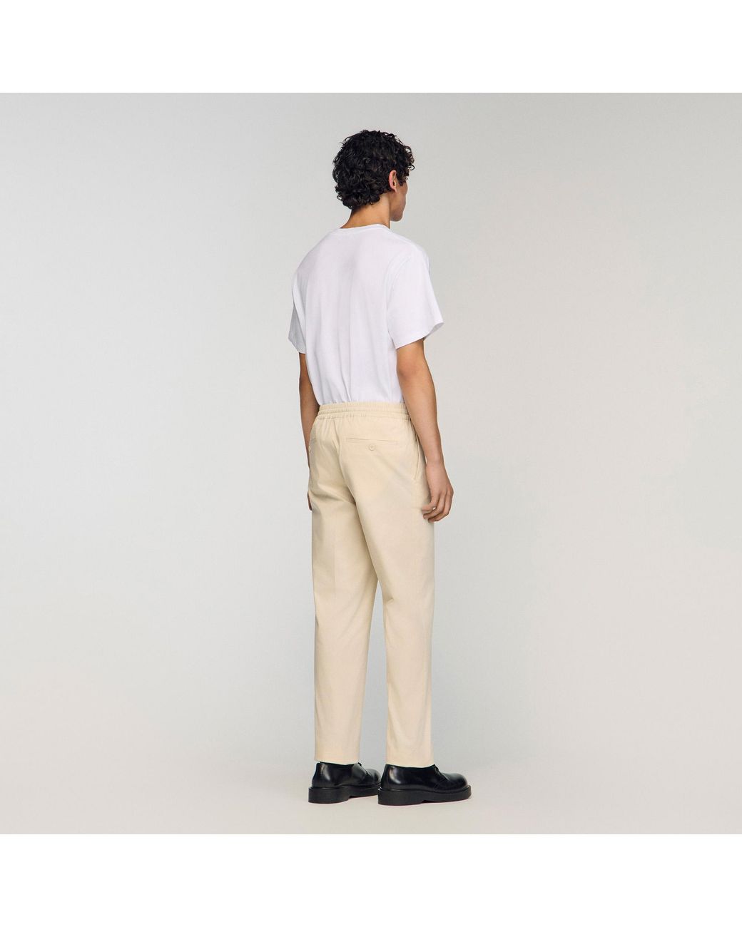 Sandro Natural Elasticated Straight-Leg Trousers for men