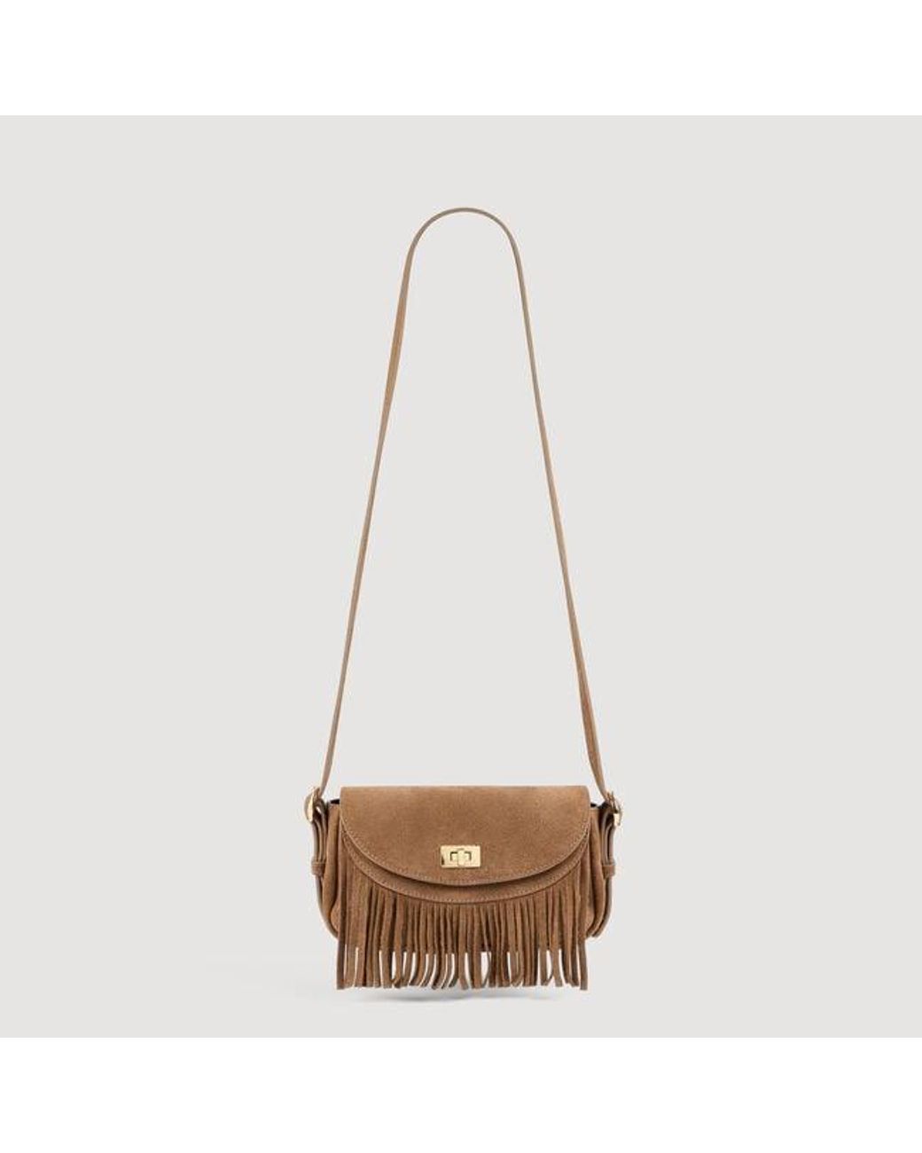 Sandro Natural Mini Mambo Suede Bag