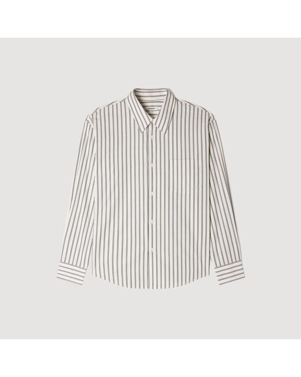 Sandro White Striped Cotton Shirt for men