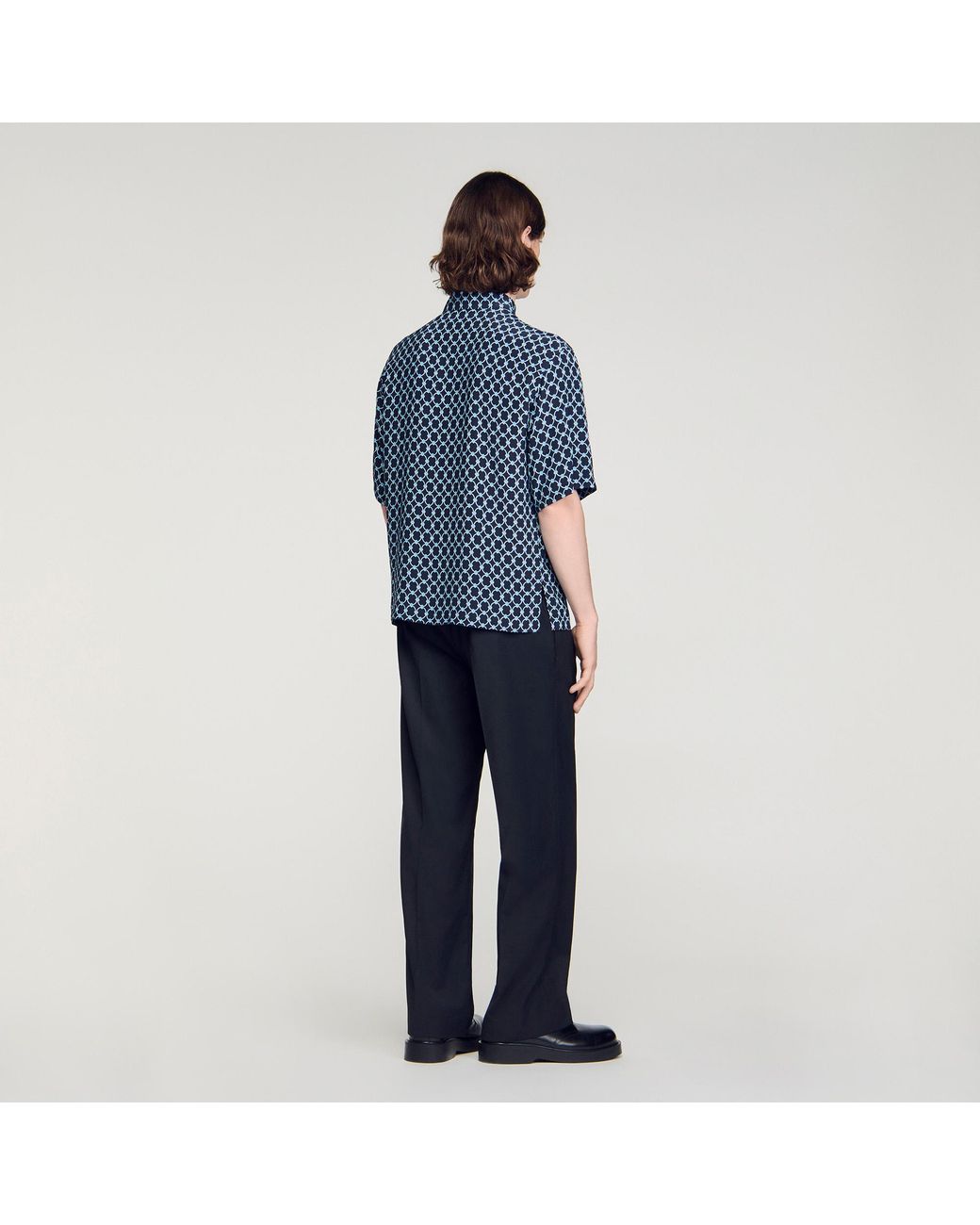 Sandro Blue Link Print Loose-Fit Shirt for men
