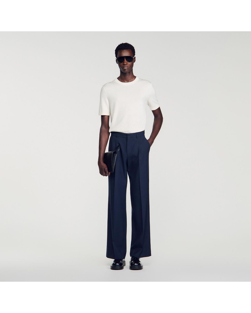 Sandro Blue Wool Suit Trousers for men