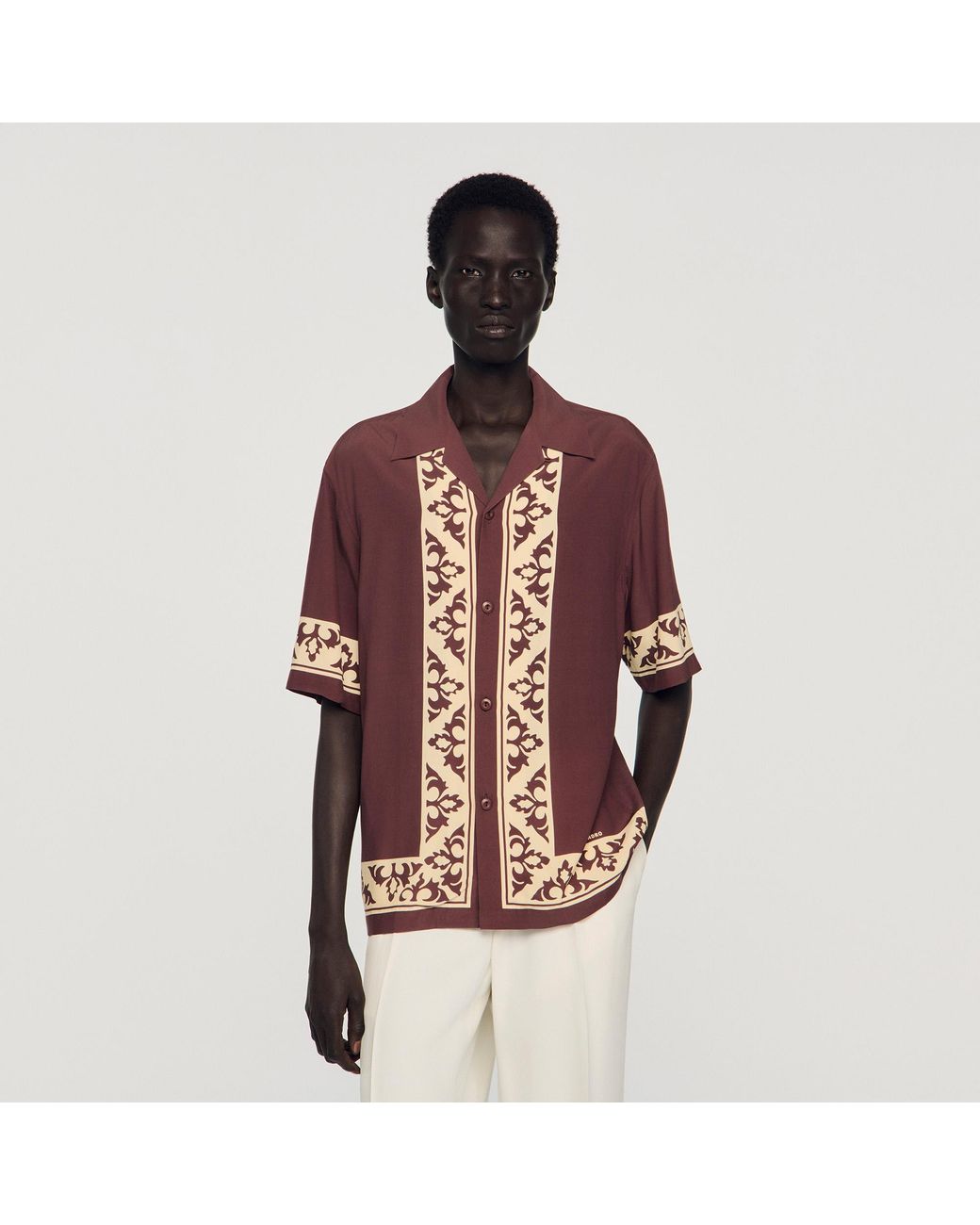 Sandro Multicolor Contrast Print Loose-Fit Shirt for men