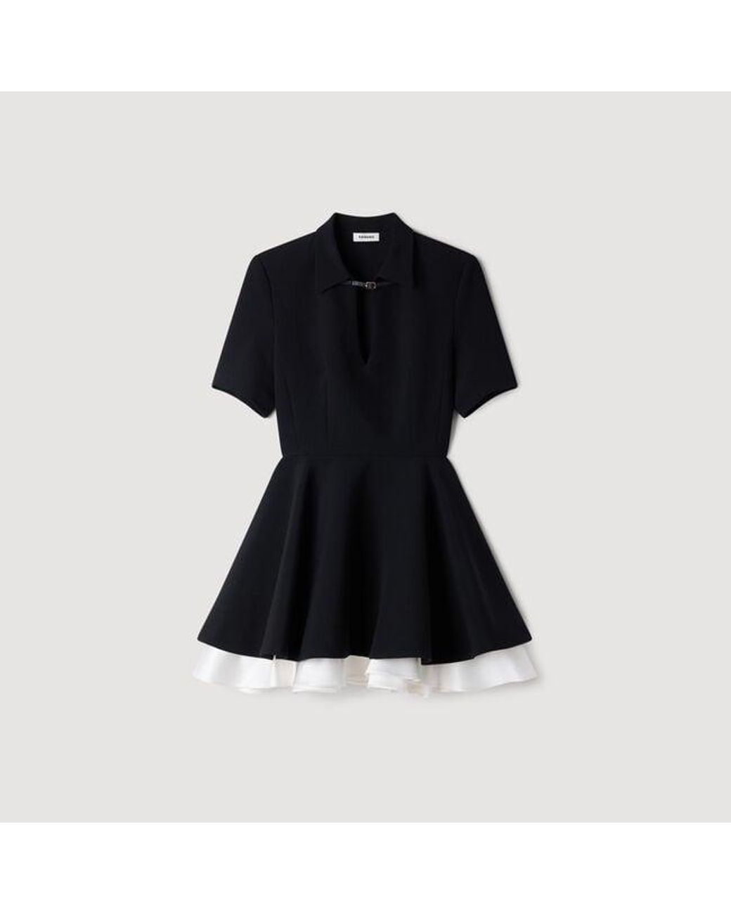 Sandro Black Short Contrast Skater Dress