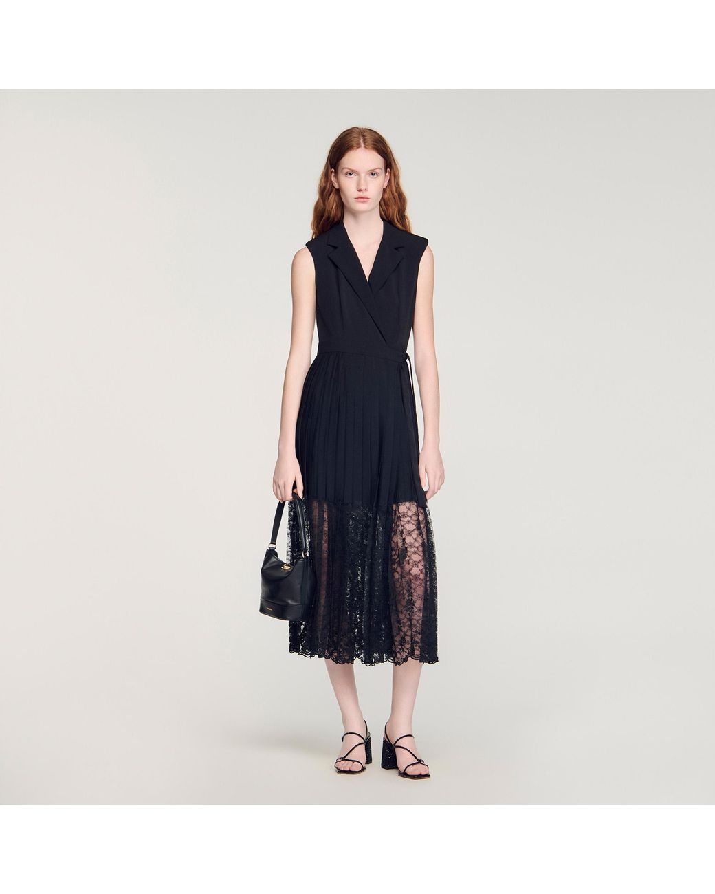 Sandro Blue Lace Collar Maxi Dress