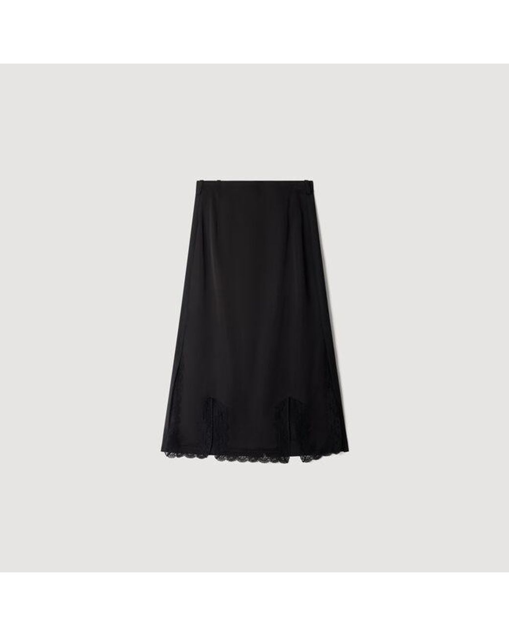 Sandro Blue Midi Mixed-Material Lace Skirt