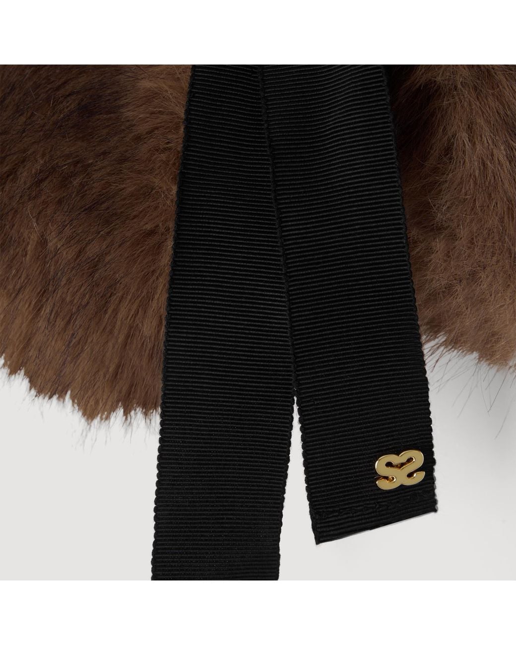 Sandro Brown Faux Fur Collar With Ribbon