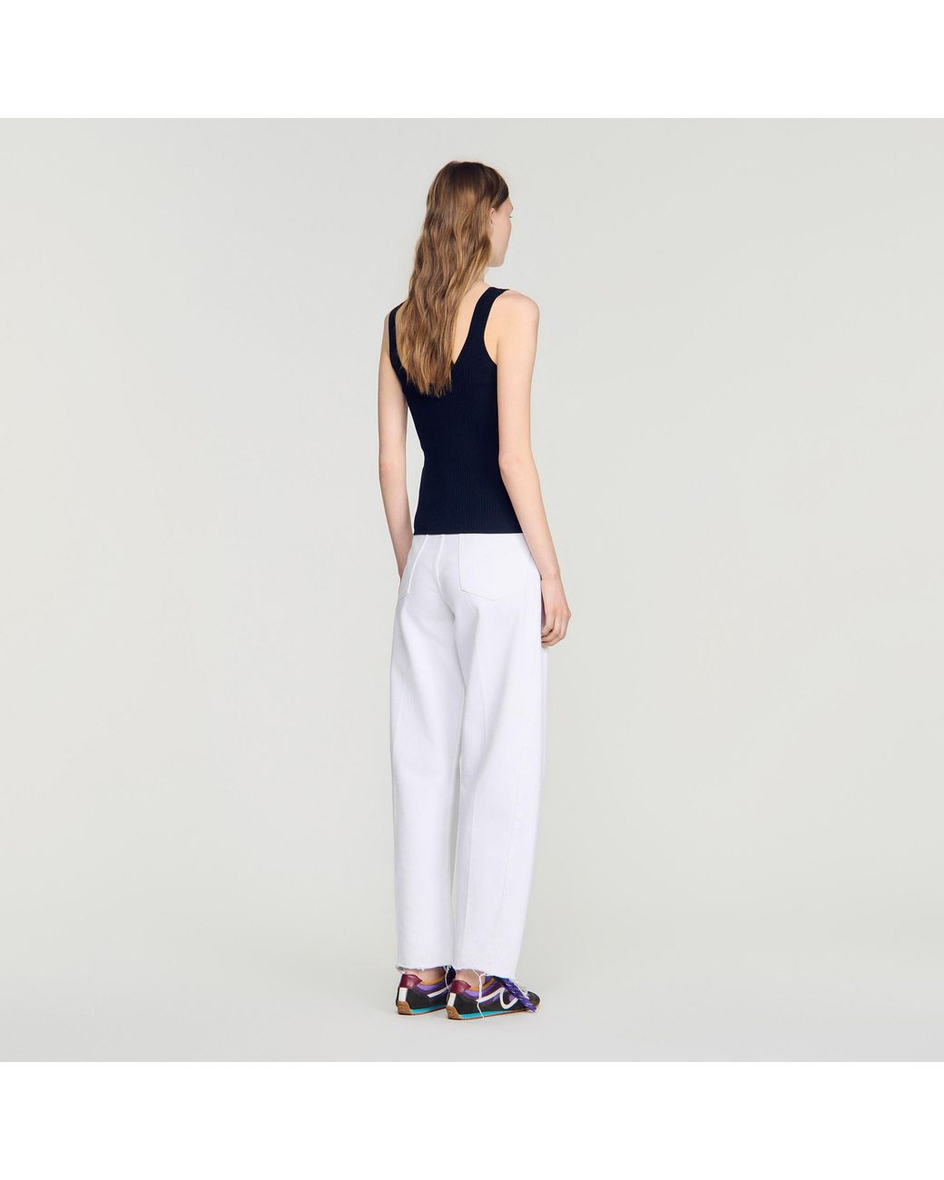 Sandro Blue Contrast Button Vest Top