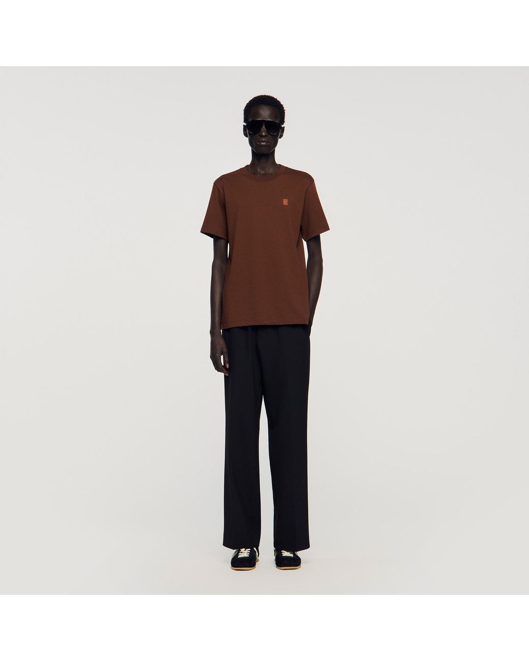 Sandro Multicolor Leather Logo T-Shirt for men