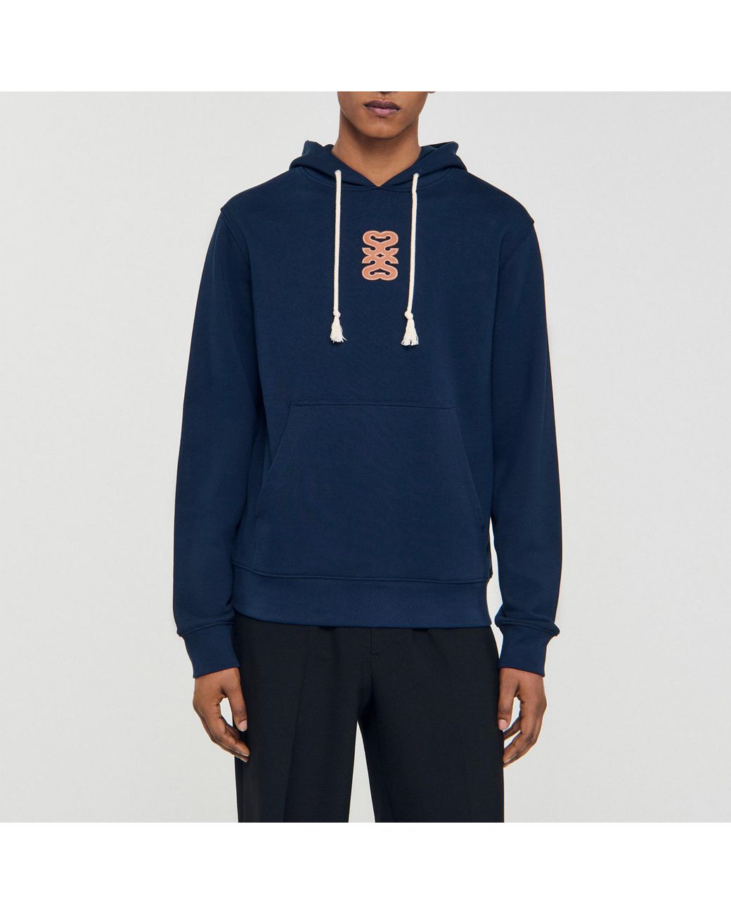 Sweatshirt à patch en cuir Sandro pour homme en coloris Blue