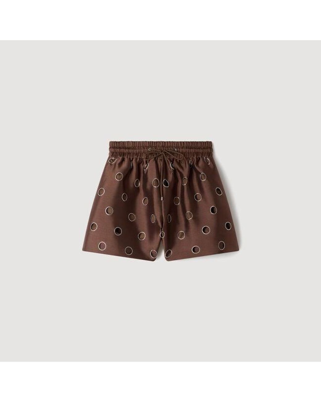 Sandro Red Distressed Rhinestone Shorts