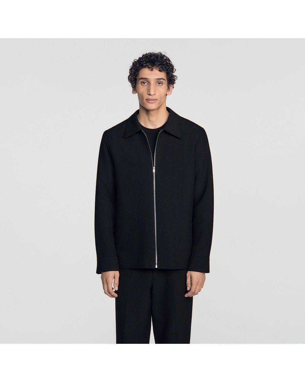 Sandro Blue Zipped Shirt for men