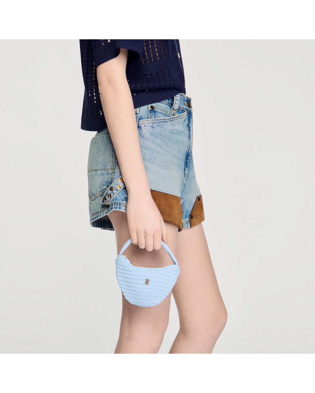 Sandro Blue Crochet Small Leather Goods