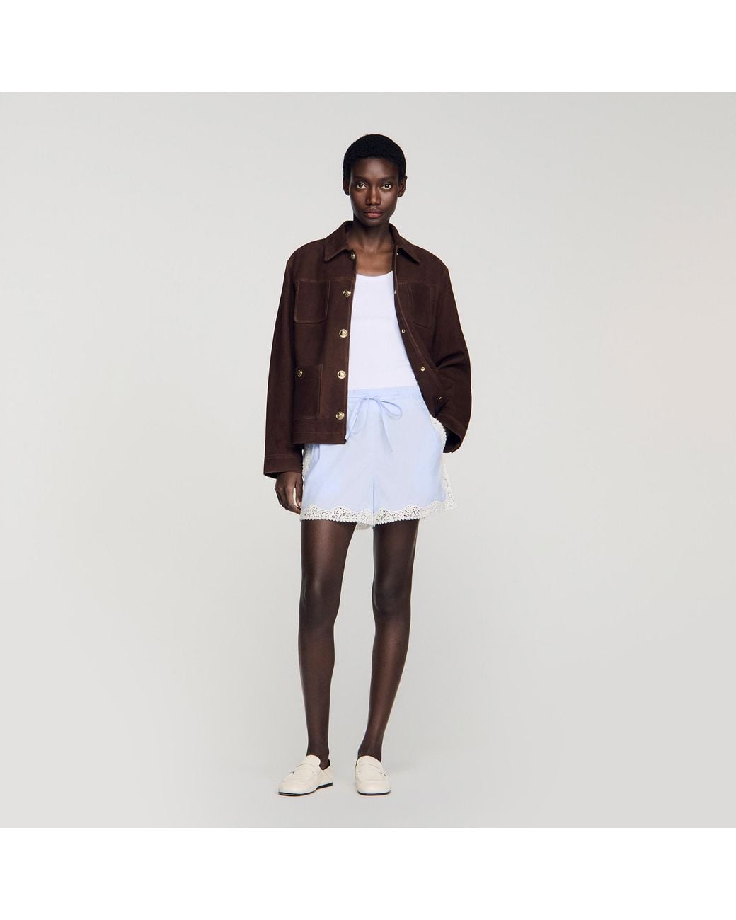 Sandro White Lace Detail Shorts
