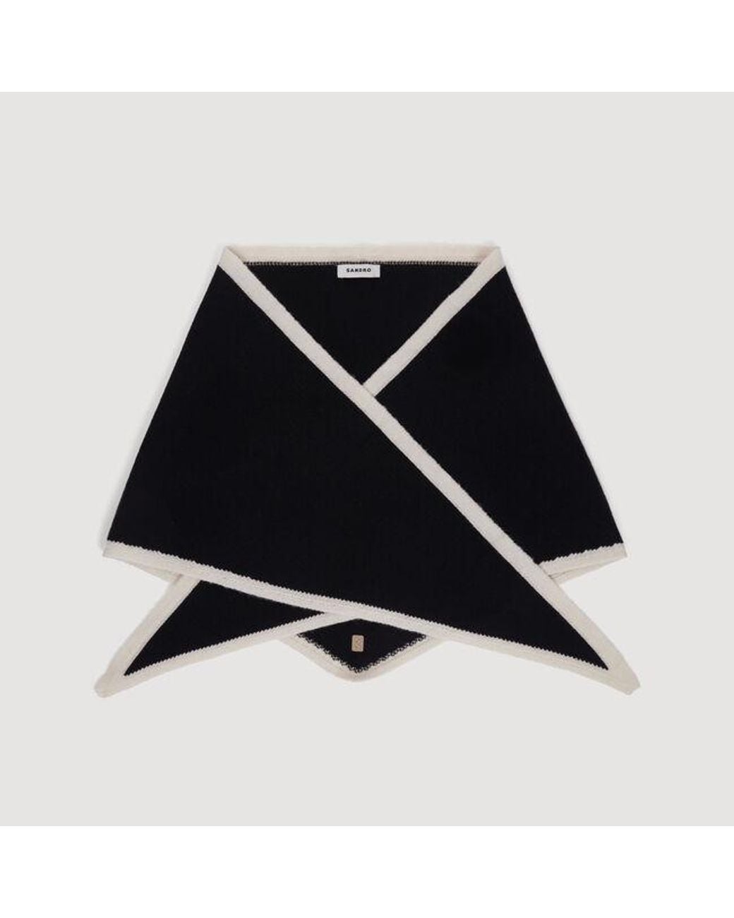 Sandro Black Two-Tone Wool Triangle Scarf