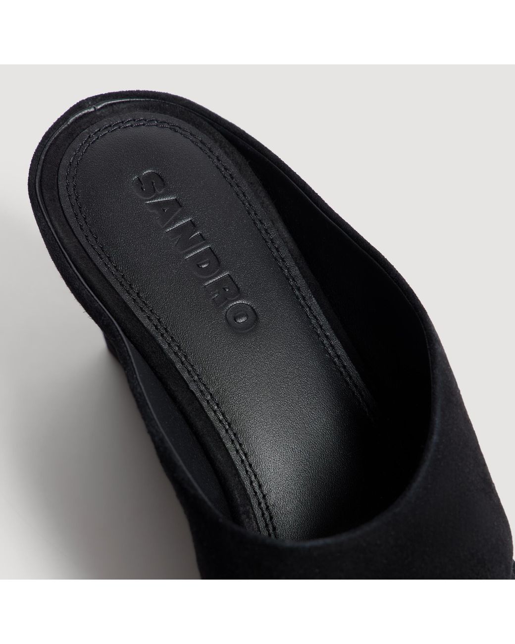 Sandro Black Suede Wedge Sandals