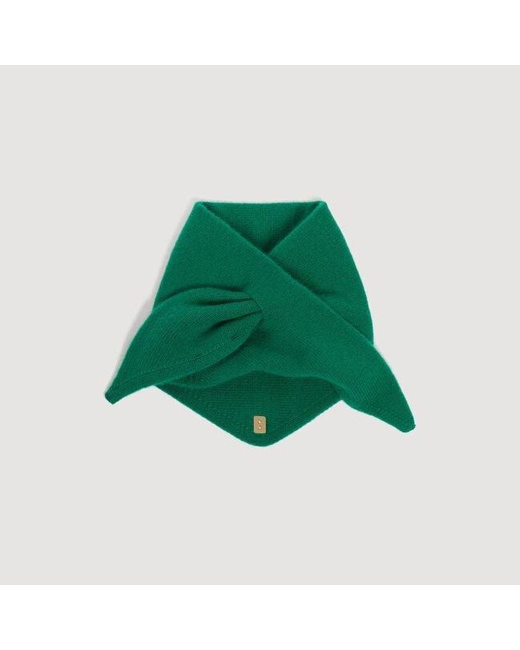 Sandro Green Tie-Up Wool And Cashmere Bandana