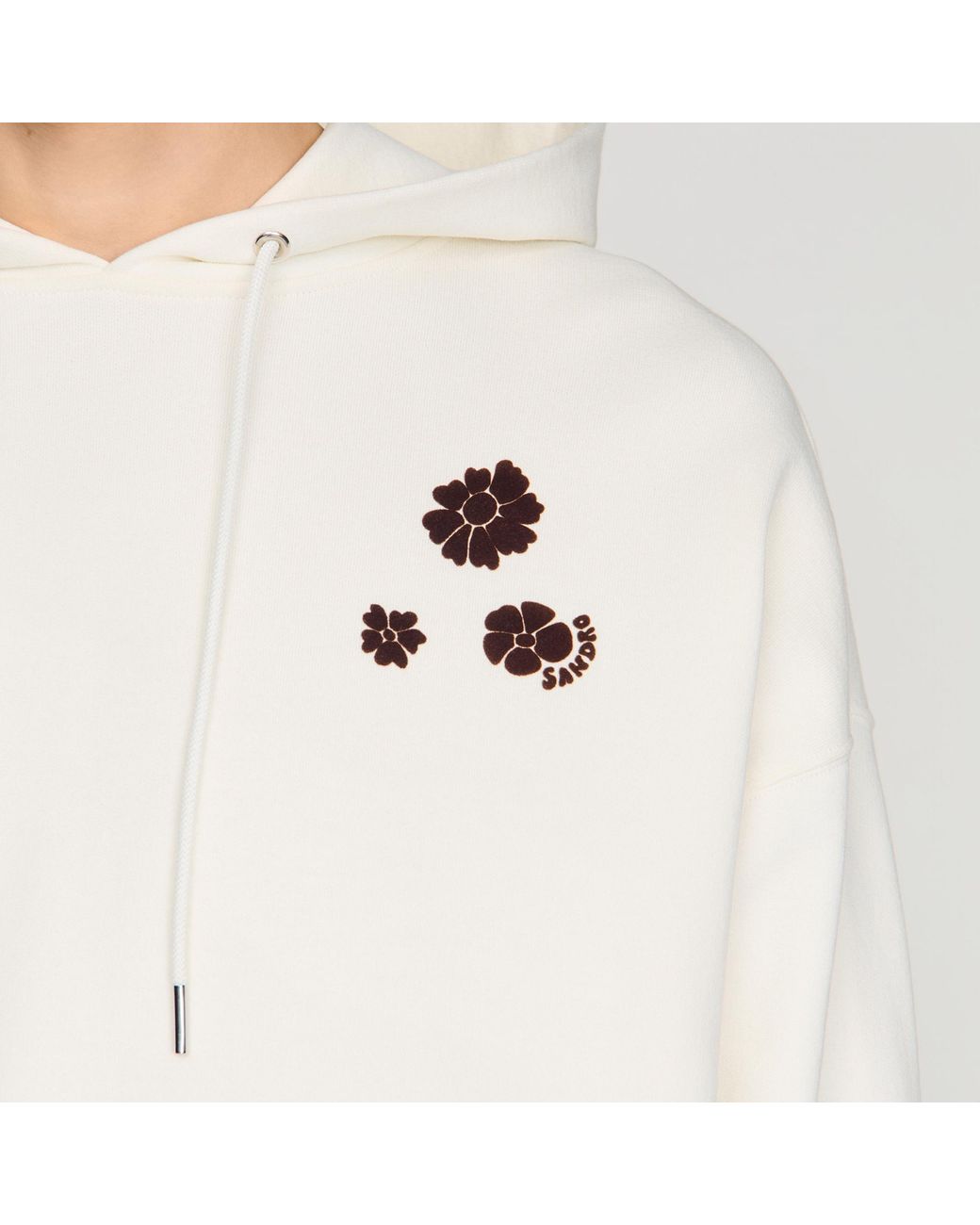 Sandro White Oversized Floral Print Sweatshirt for men