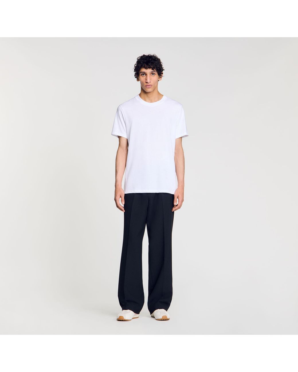 Sandro White Cotton T-Shirt for men