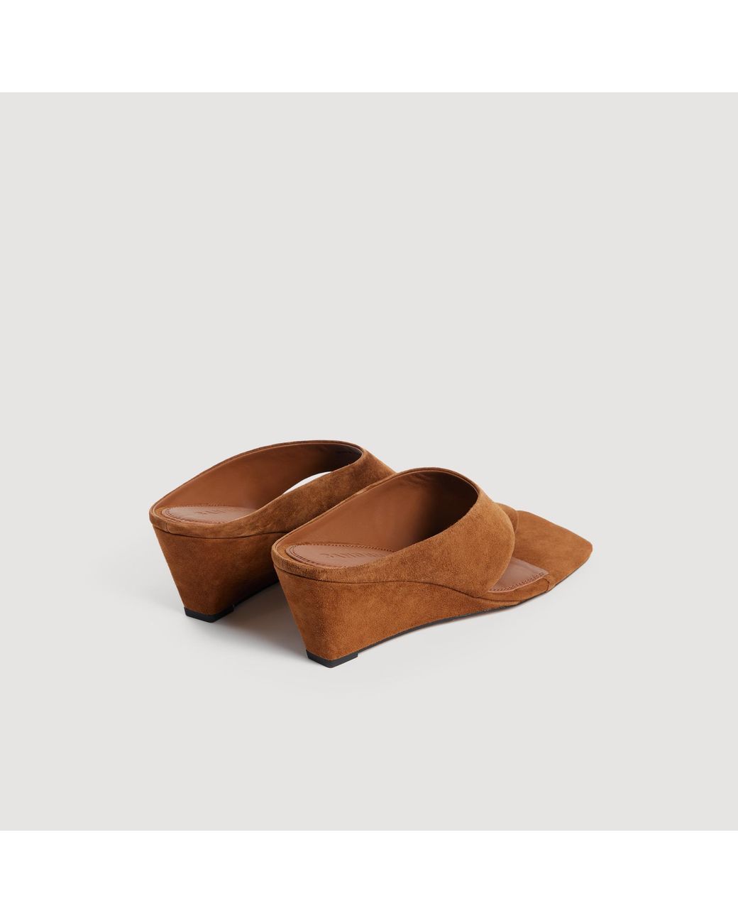 Sandro Brown Suede Wedge Sandals