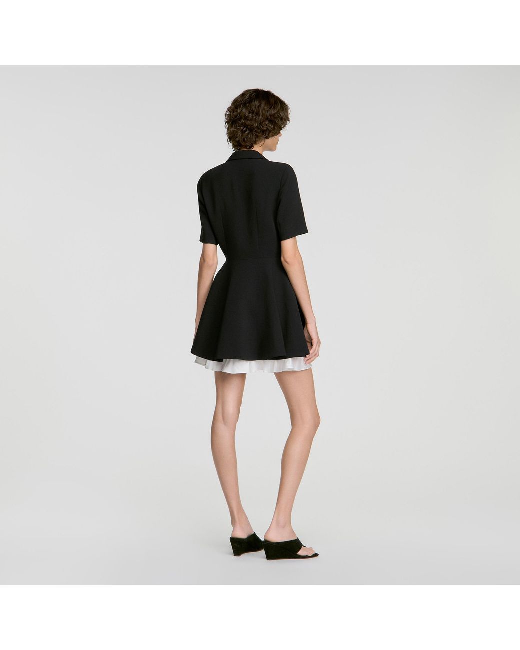 Sandro Black Short Contrast Skater Dress