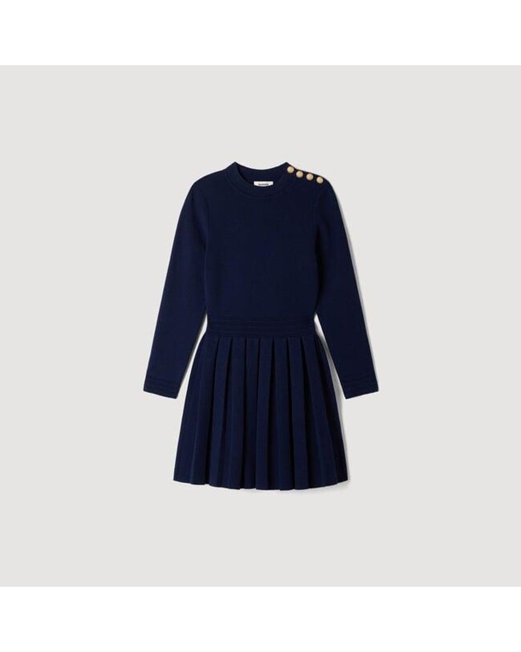 Sandro Blue Short Knit Dress With Buttons