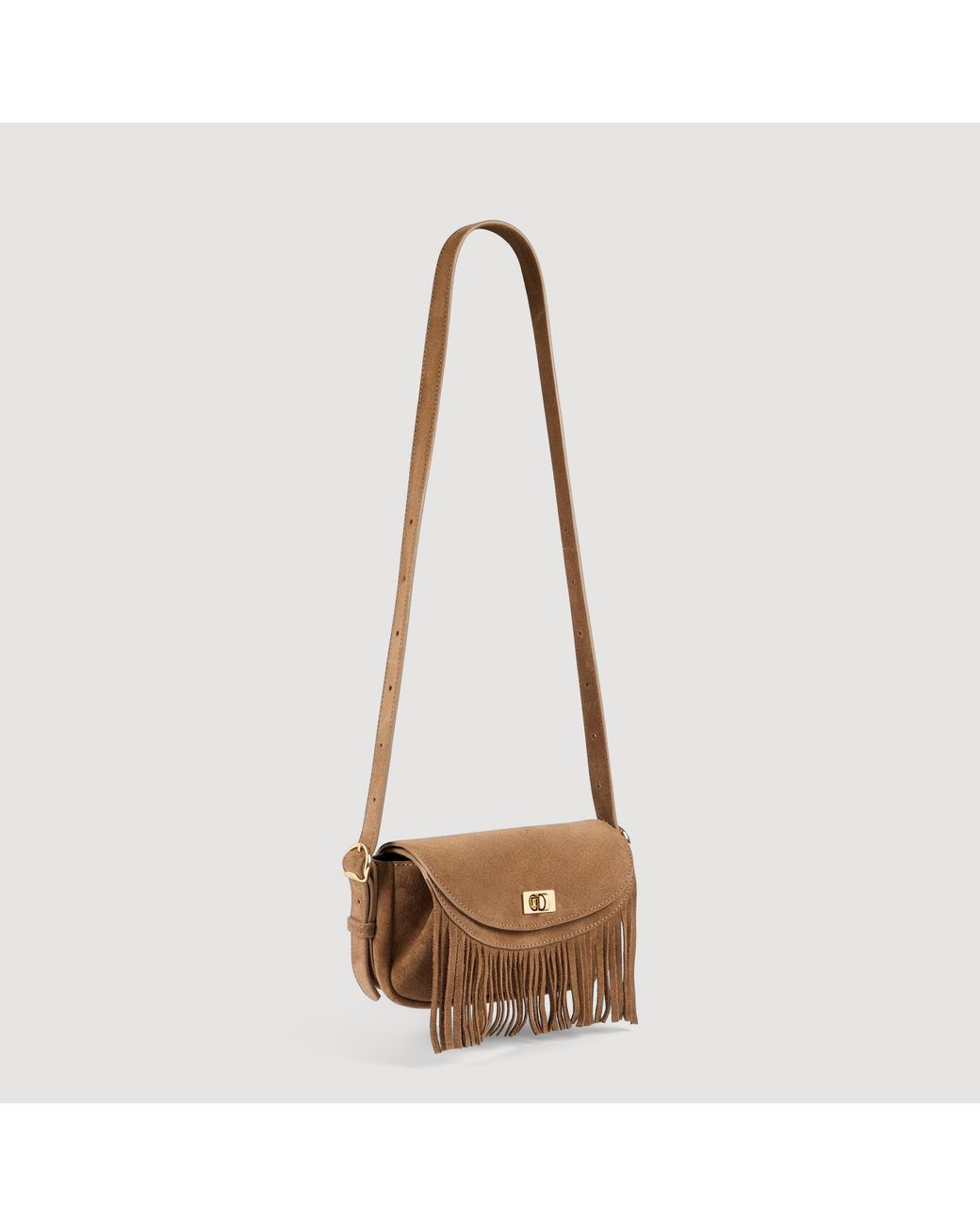 Sandro Natural Mini Mambo Suede Bag