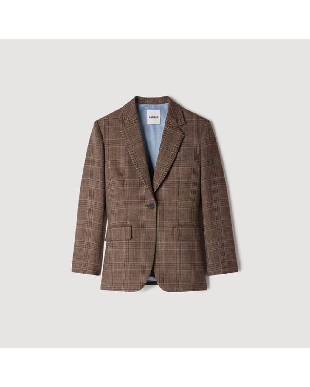 Sandro Blue Check Wool Jacket