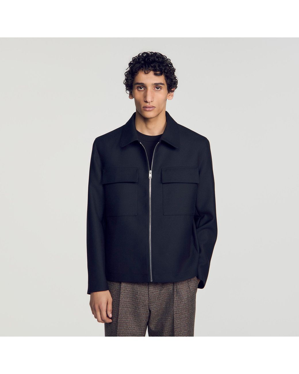 Sandro Blue Patch Pocket Jacket for men
