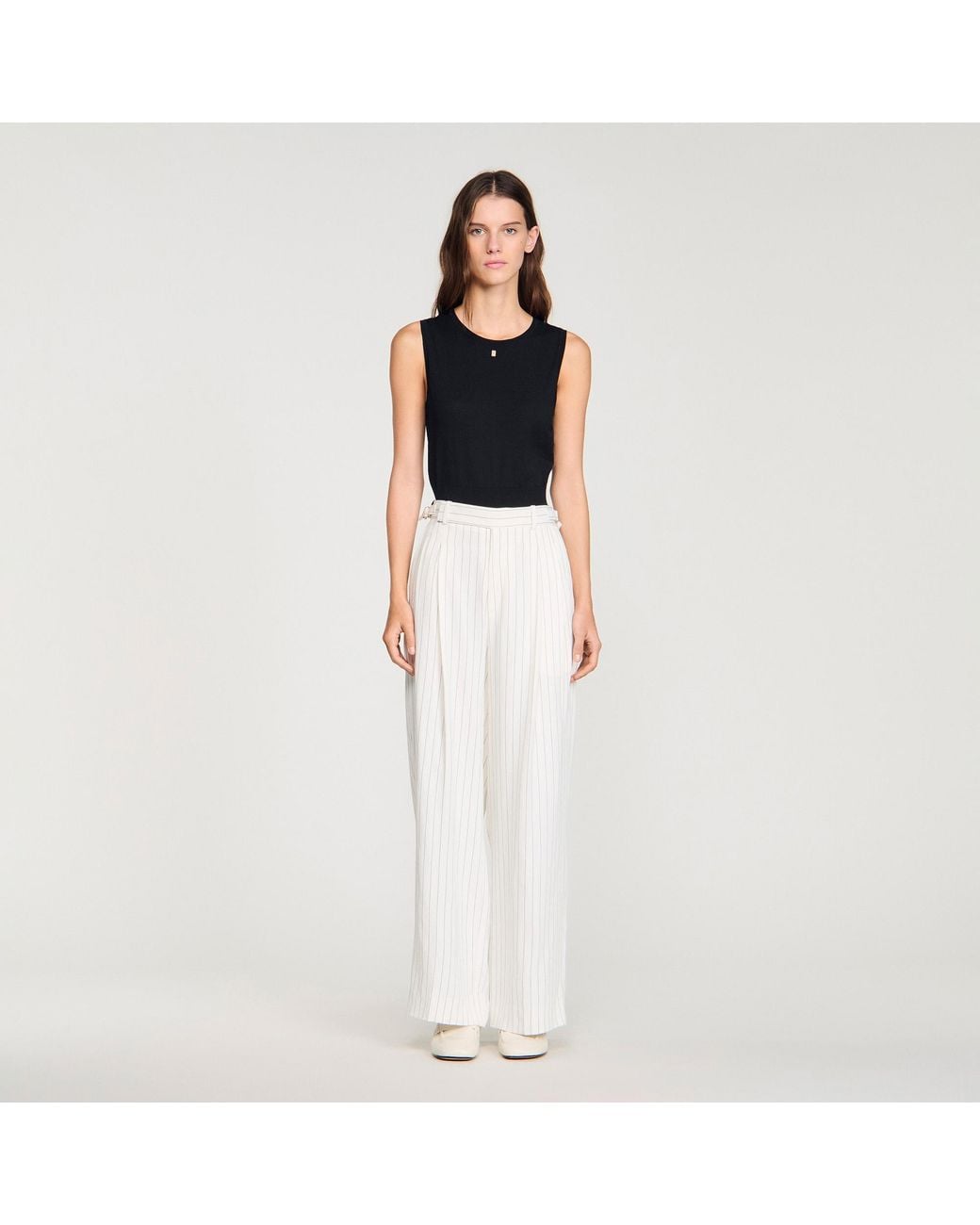 Sandro White Striped Suit Trousers