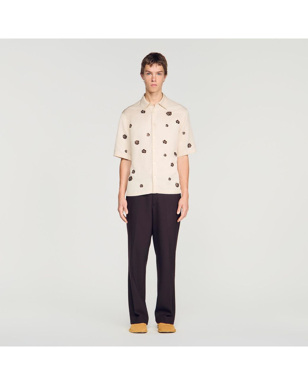 Sandro Blue Loose-Fit Floral Shirt for men